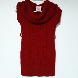 Pink Republic Girls Red Sweater M 10-12 Cowl Neck Long Short Sleeve Valentines